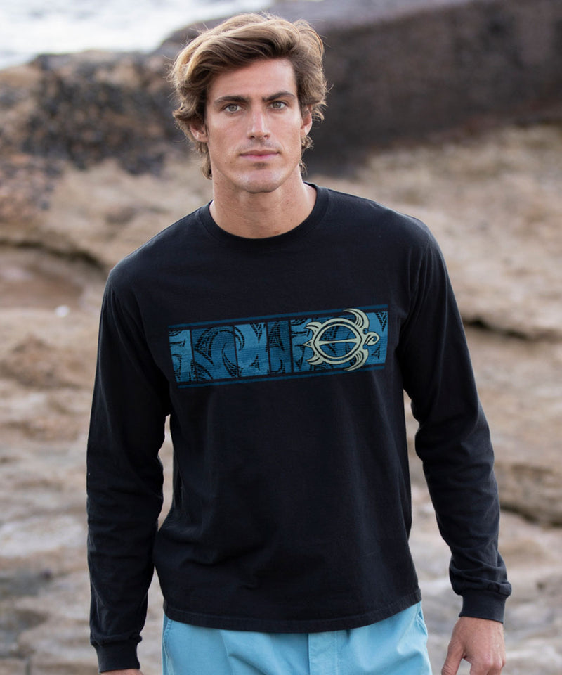 Honu Waa Band - Black Long Sleeve Crewneck T-Shirt