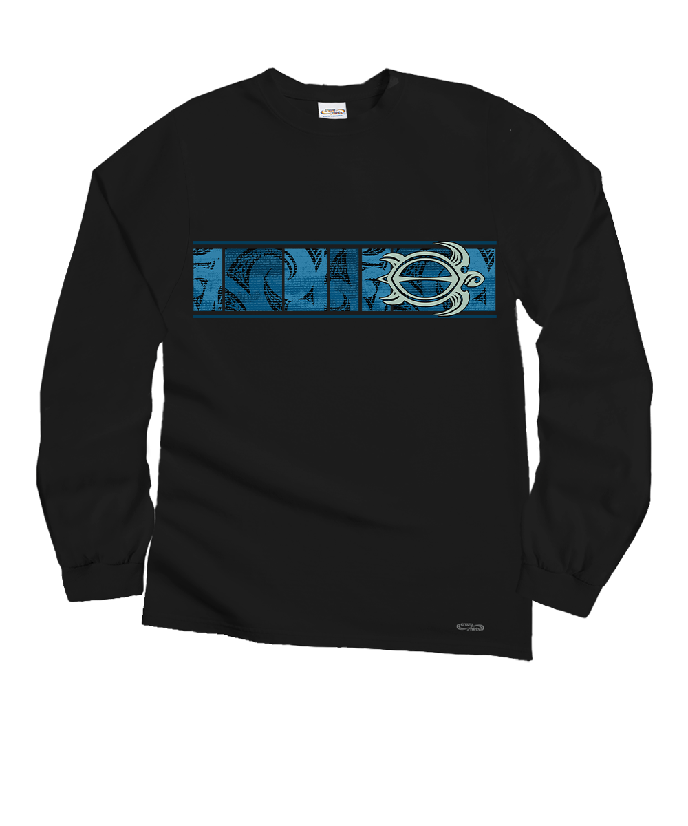 Honu Waa Band - Black Long Sleeve Crewneck T-Shirt