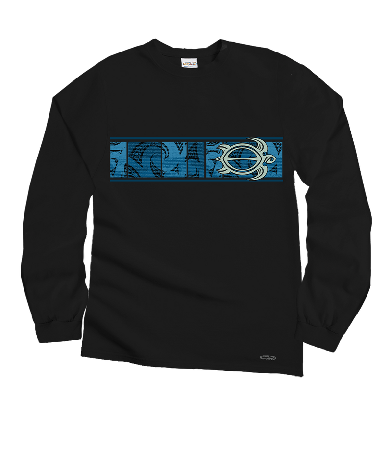 Honu Waa Band - Black Long Sleeve Crewneck T-Shirt