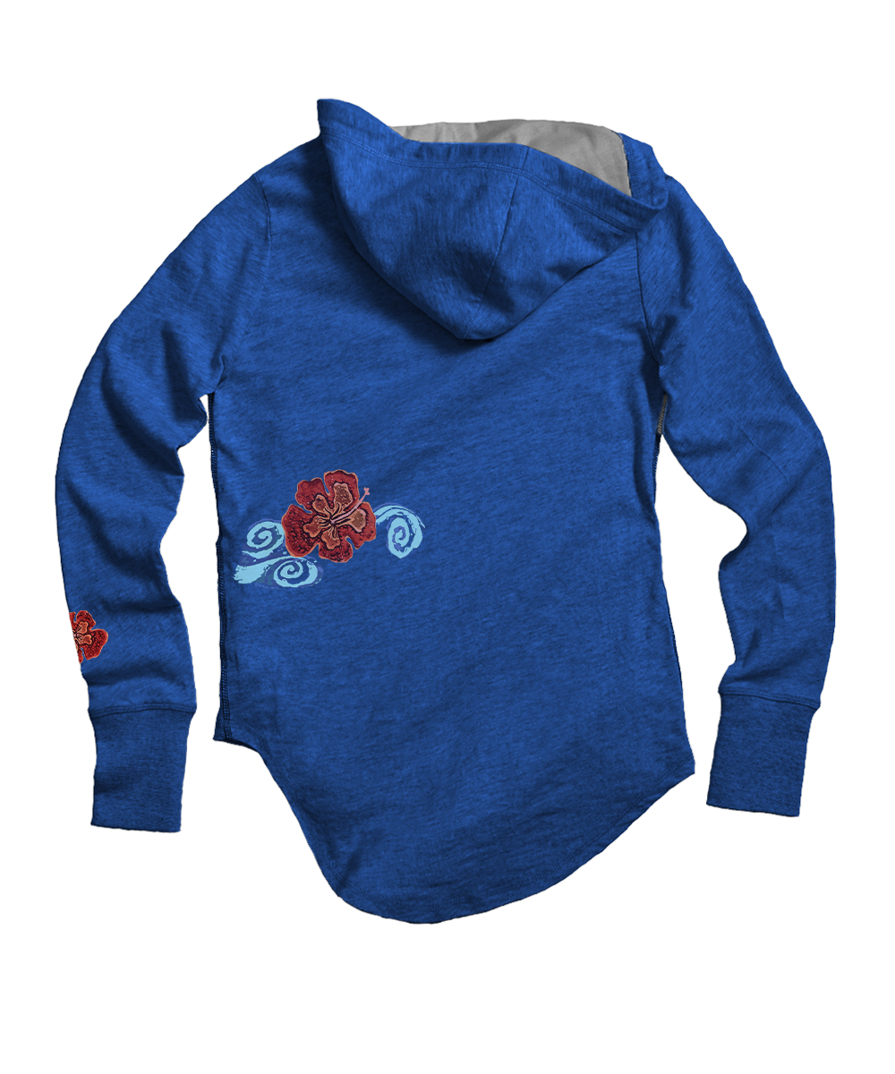Hibiscus Current - Midnight Long Sleeve Harmony Hooded T