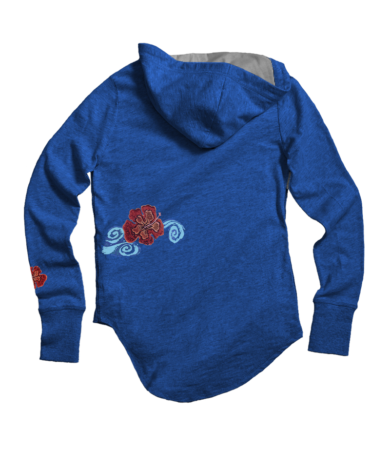 Hibiscus Current - Midnight Long Sleeve Harmony Hooded T
