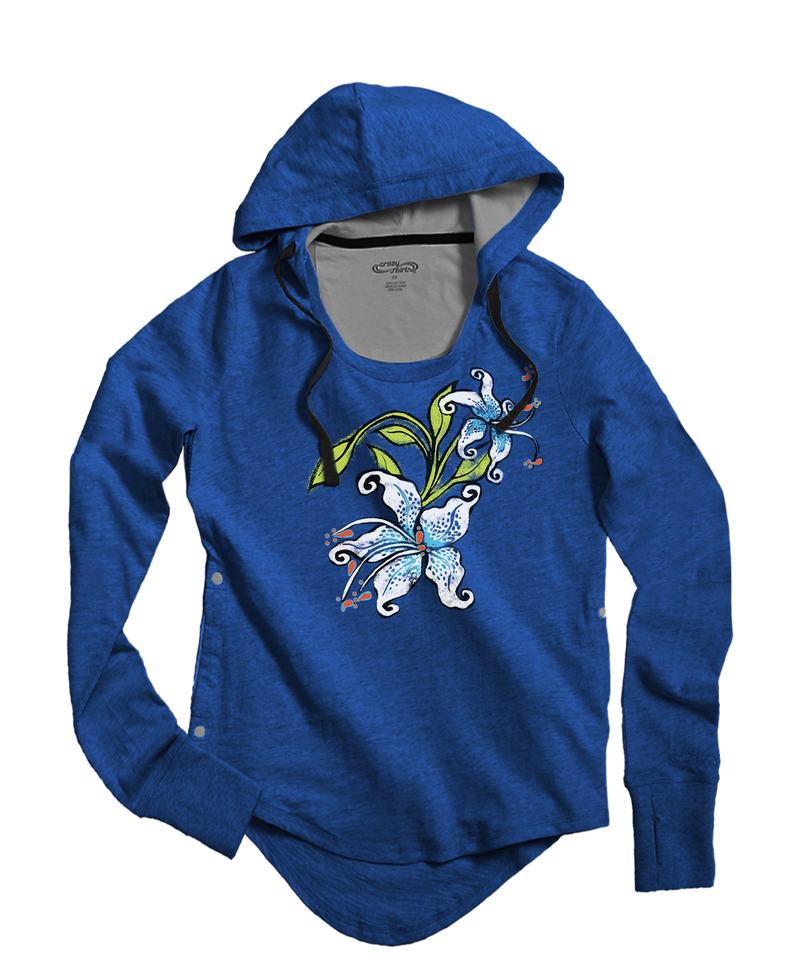 Moonlight Blossom - Midnight Long Sleeve Harmony Hooded T