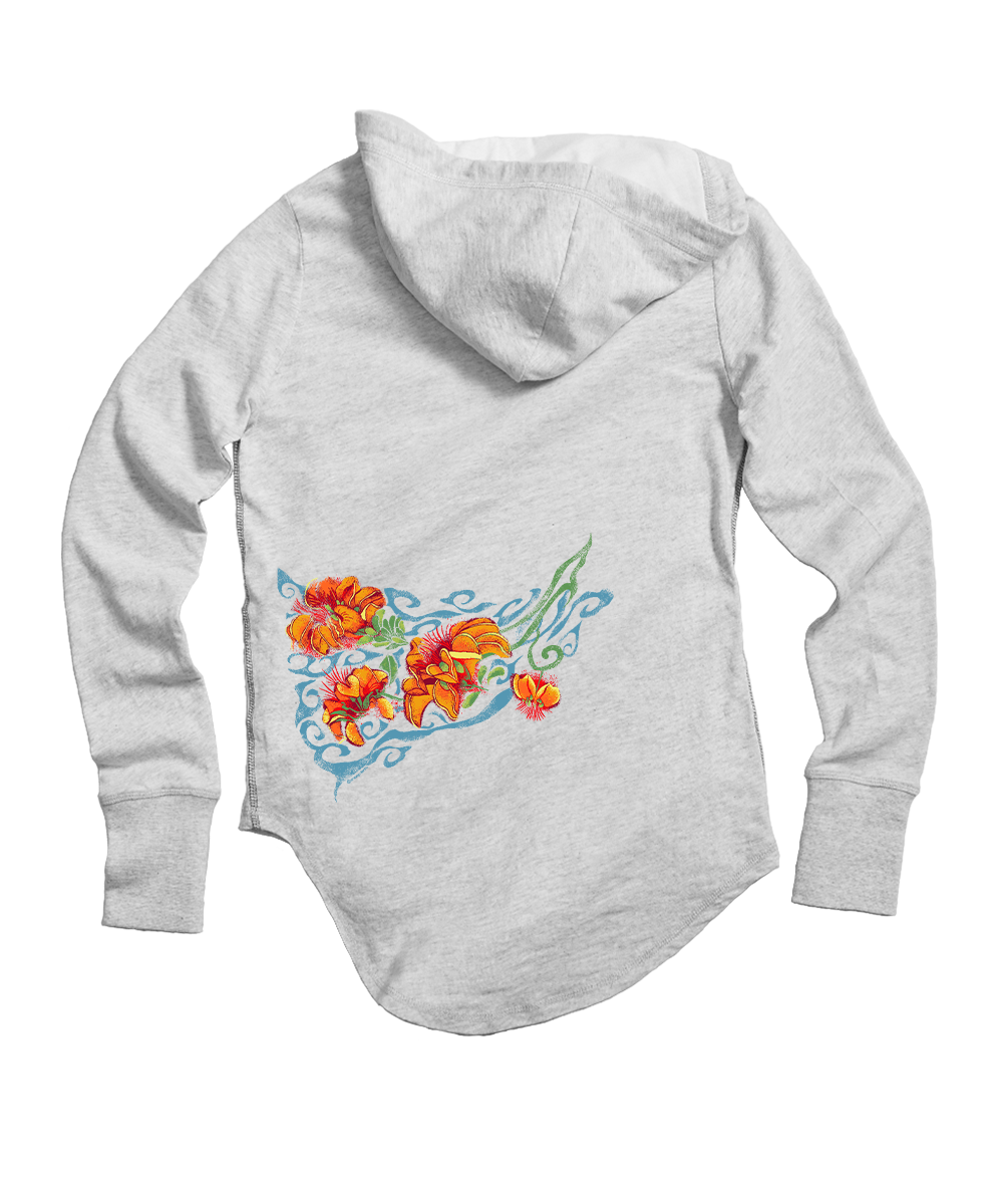Wili Wili - White Gray Heather Long Sleeve Harmony Hooded T
