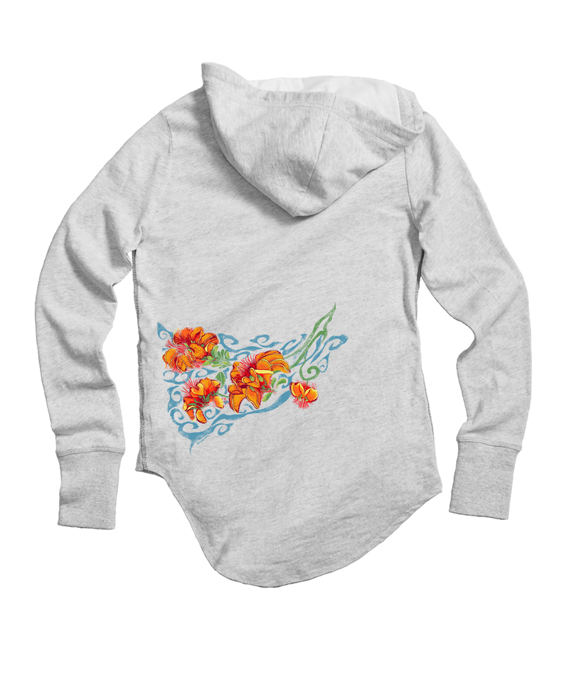 Wili Wili - White Gray Heather Long Sleeve Harmony Hooded T