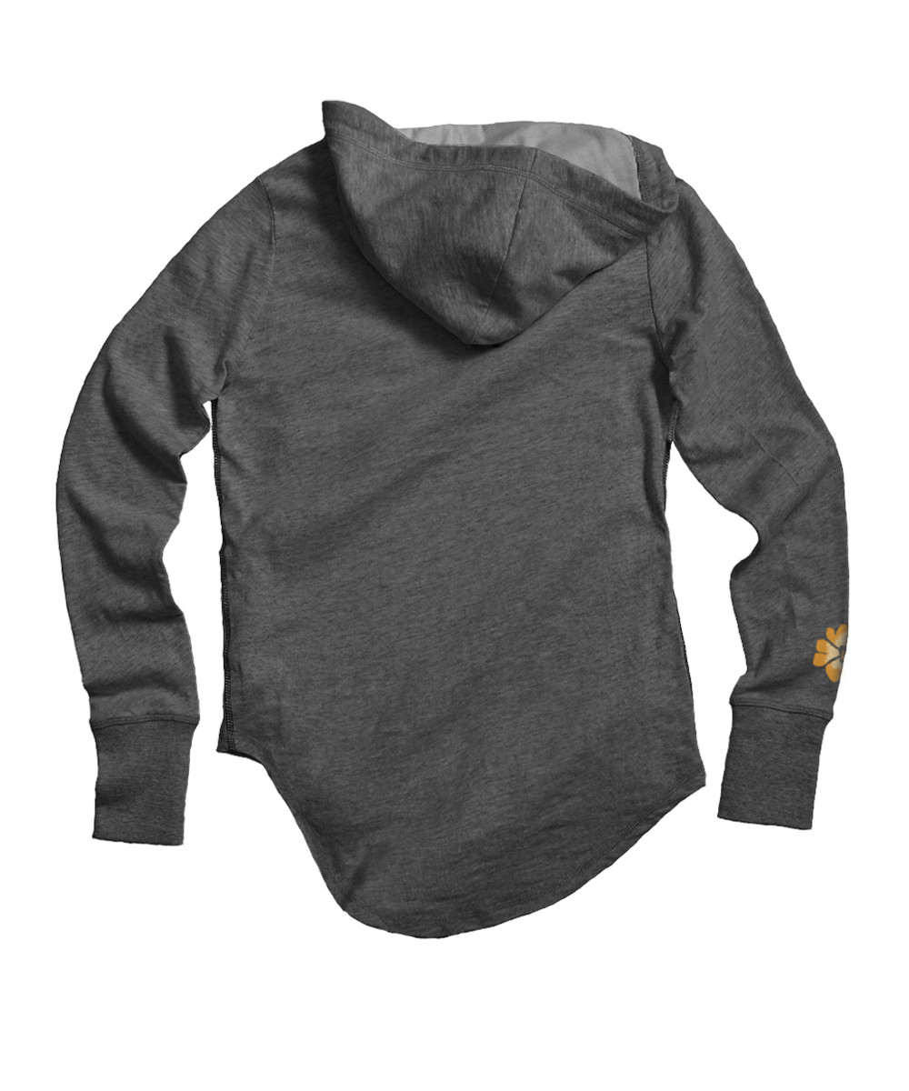 Puakenikeni Drape - Gray Heather Long Sleeve Harmony Hooded T
