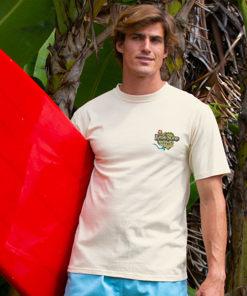Kauai Island Brewing Co Retro Label - Coconut Dyed Short Sleeve Crewneck T-Shirt