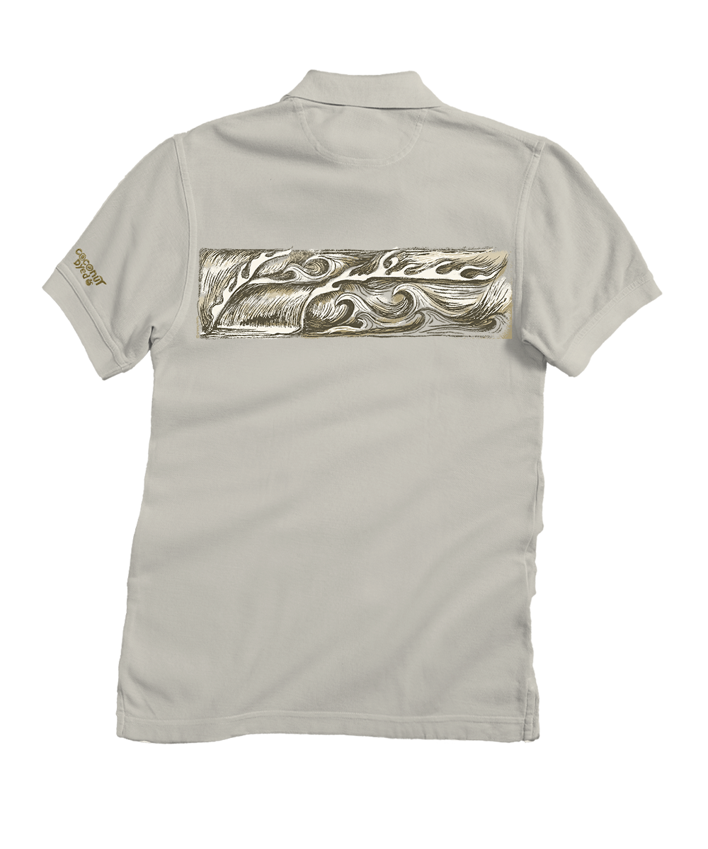 Sketchy Wave Band - Coconut Dyed Short Sleeve Oceanfront Polo Shirt