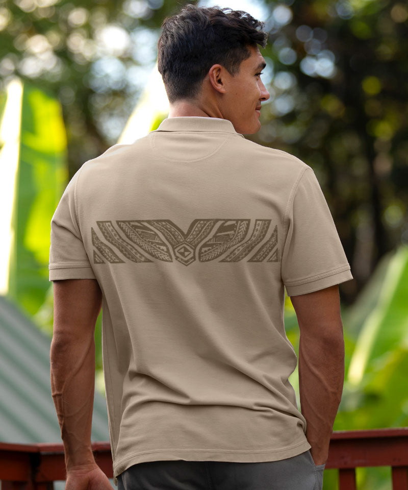 Tribal Tattoo Band - Kona Coffee Dyed Short Sleeve Oceanfront Polo Shirt