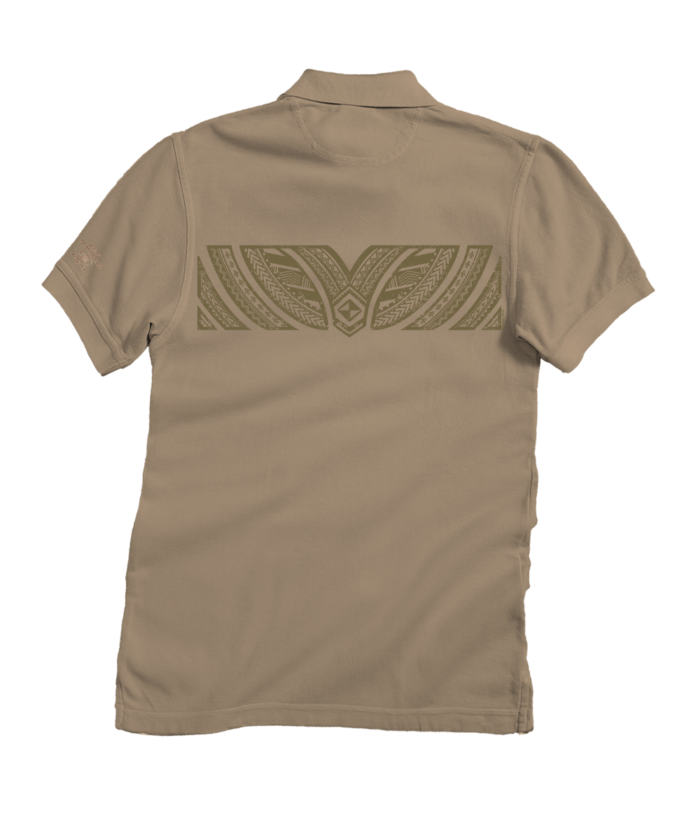 Tribal Tattoo Band - Kona Coffee Dyed Short Sleeve Oceanfront Polo Shirt