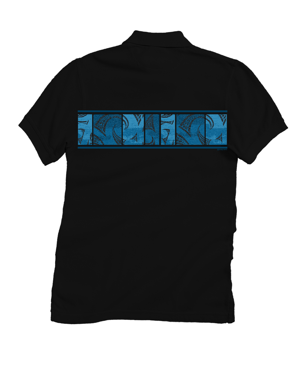 Honu Waa Band - Black Short Sleeve Oceanfront Polo Shirt