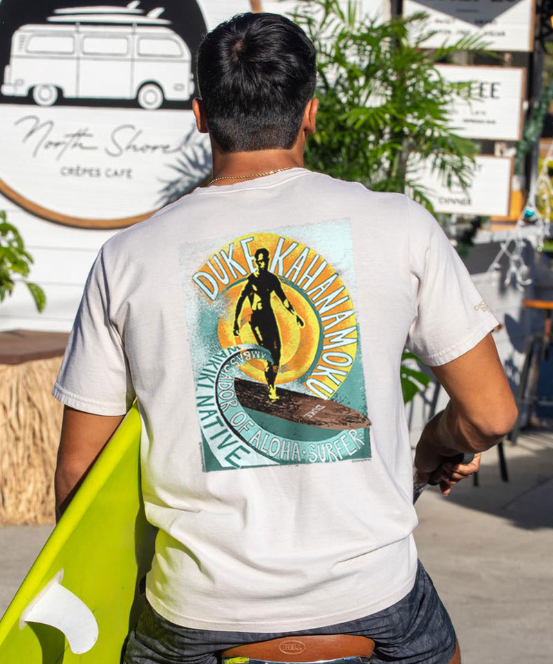 Duke Kahanamoku Sketch - Coconut Dyed Short Sleeve Crewneck T-Shirt