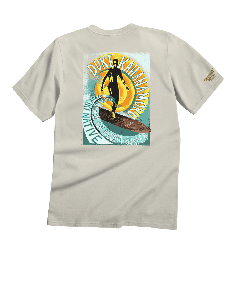 Duke Kahanamoku Sketch - Coconut Dyed Short Sleeve Crewneck T-Shirt