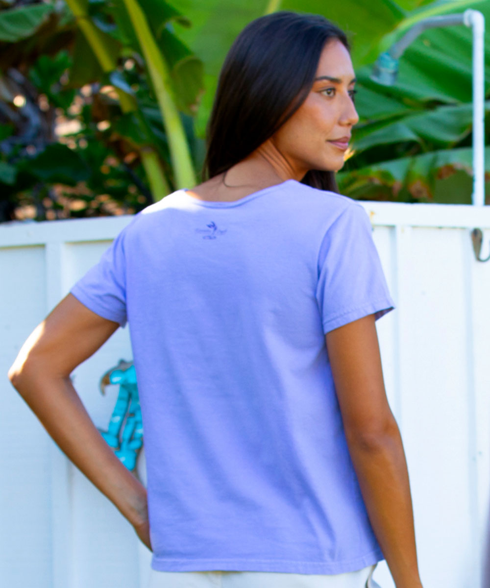 Wyland® Dolphin Block - Lavender Dyed Short Sleeve Scoop Neck T-Shirt