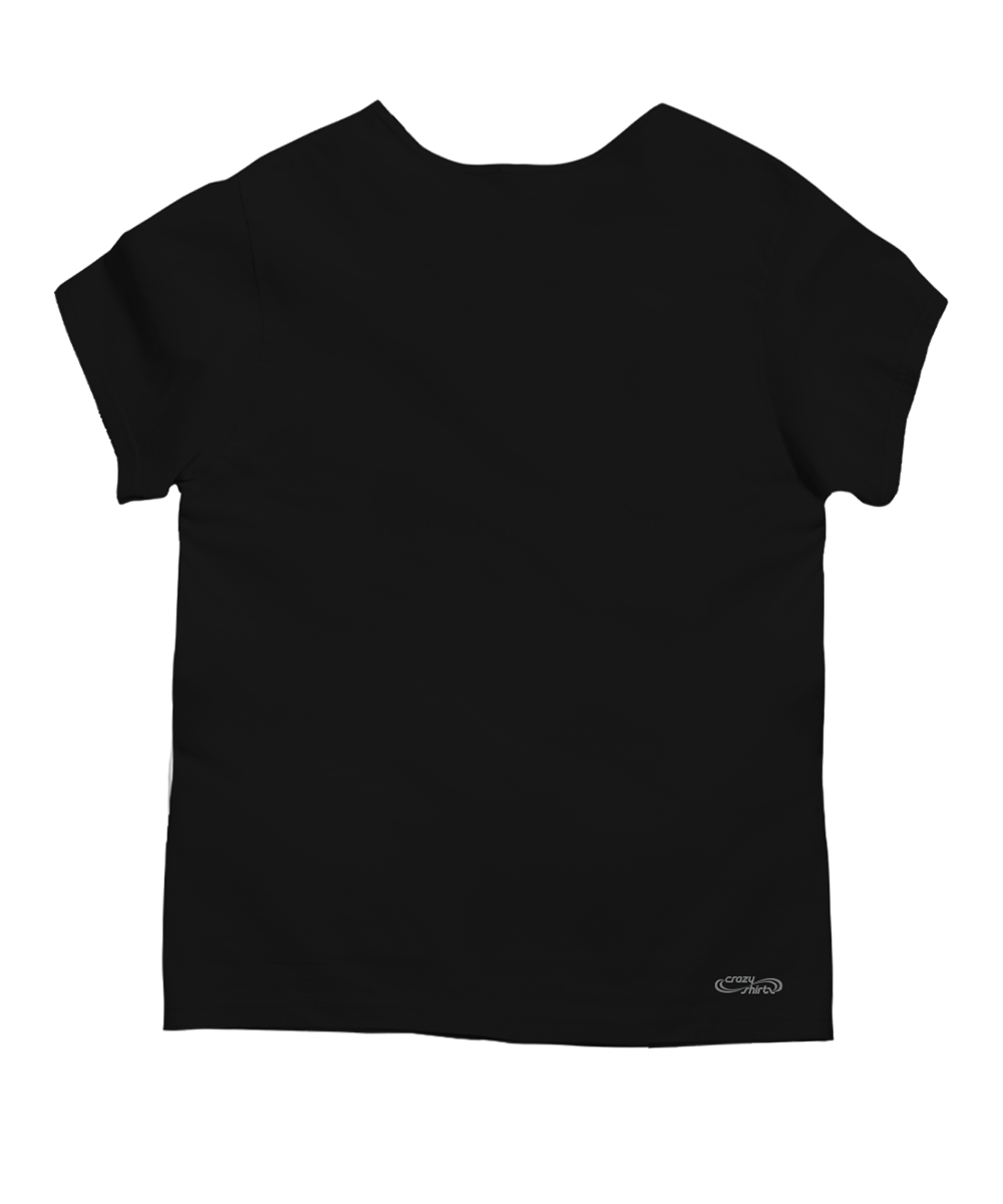 White Hibiscus - Black Short Sleeve Scoop Neck T-Shirt