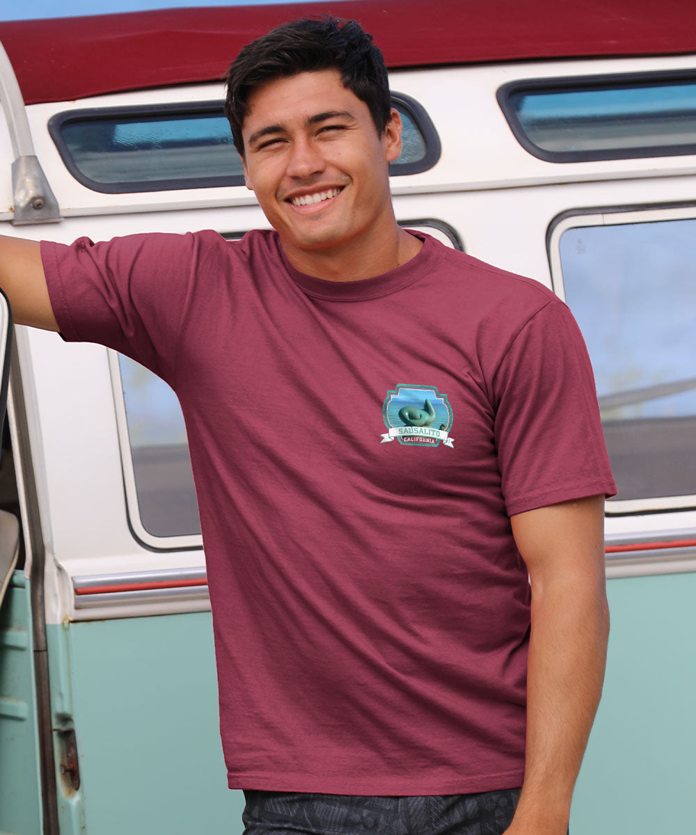 Sausalito Seal Statue - Paradise Red Dyed Short Sleeve Crewneck T-Shirt