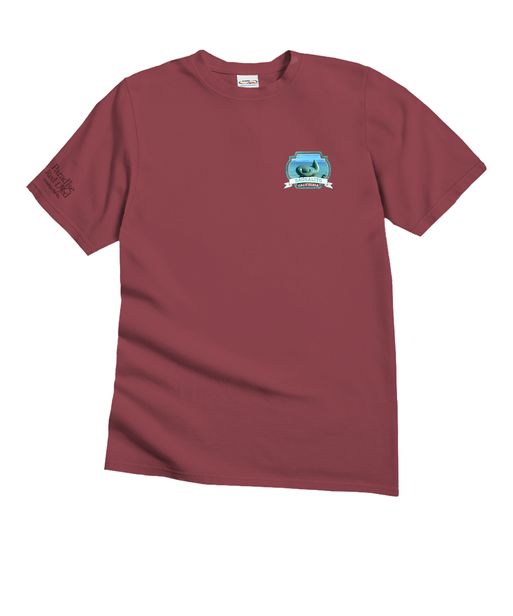 Sausalito Seal Statue - Paradise Red Dyed Short Sleeve Crewneck T-Shirt