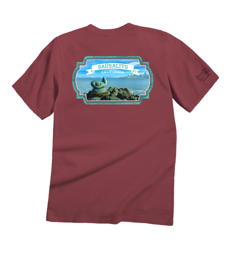 Sausalito Seal Statue - Paradise Red Dyed Short Sleeve Crewneck T-Shirt