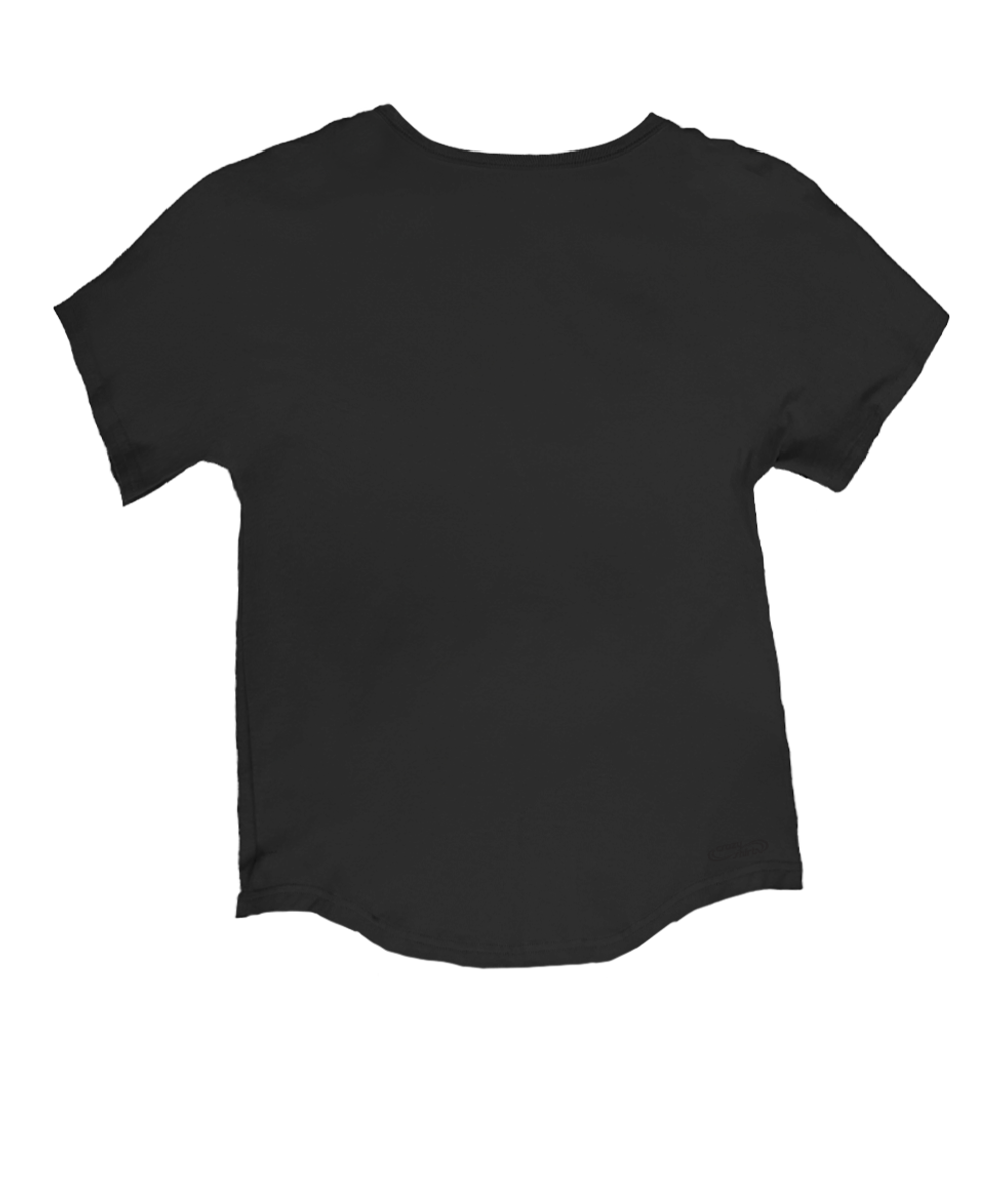Swirly Hibiscus - Charcoal Short Sleeve Dolman V-Neck Tee