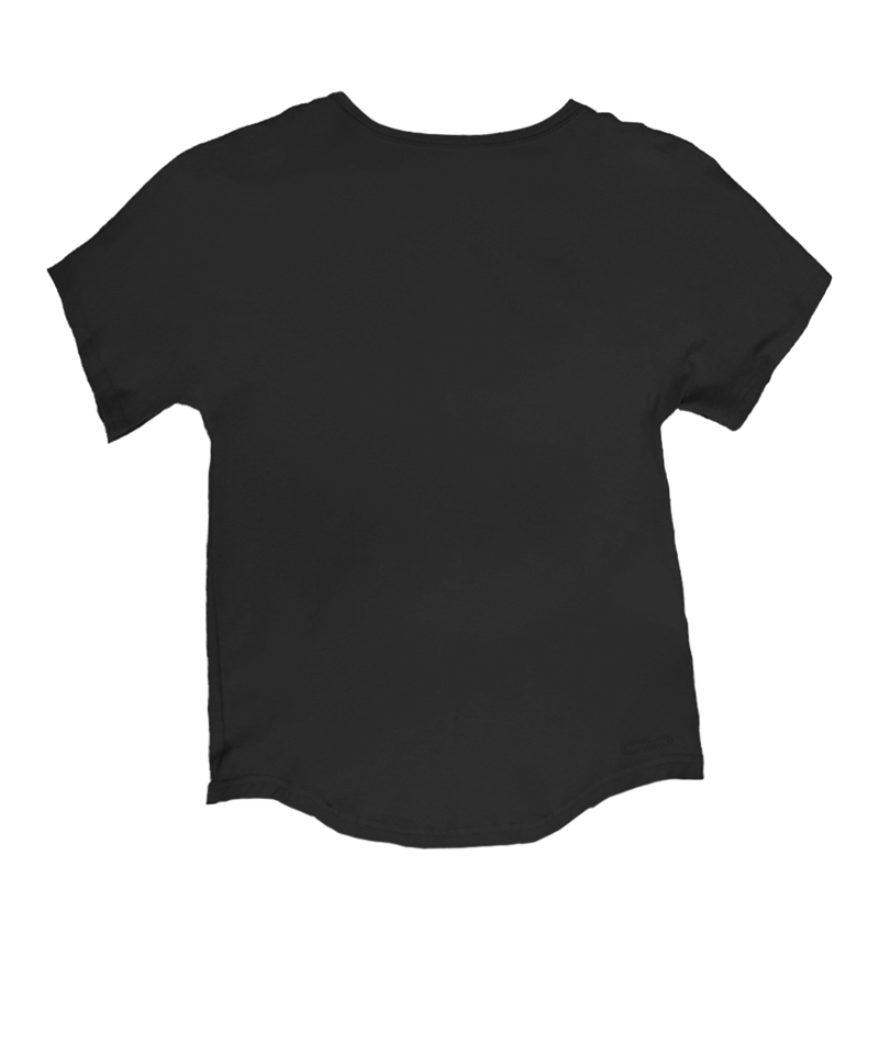 Swirly Hibiscus - Charcoal Short Sleeve Dolman V-Neck Tee