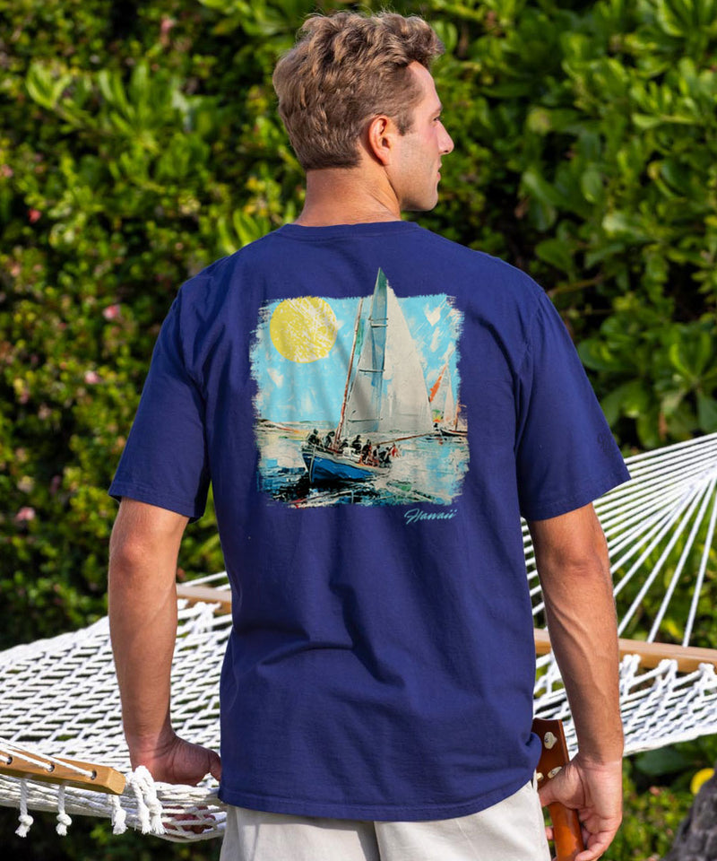 Sailboat Regatta - Grape Dyed Short Sleeve Crewneck T-Shirt
