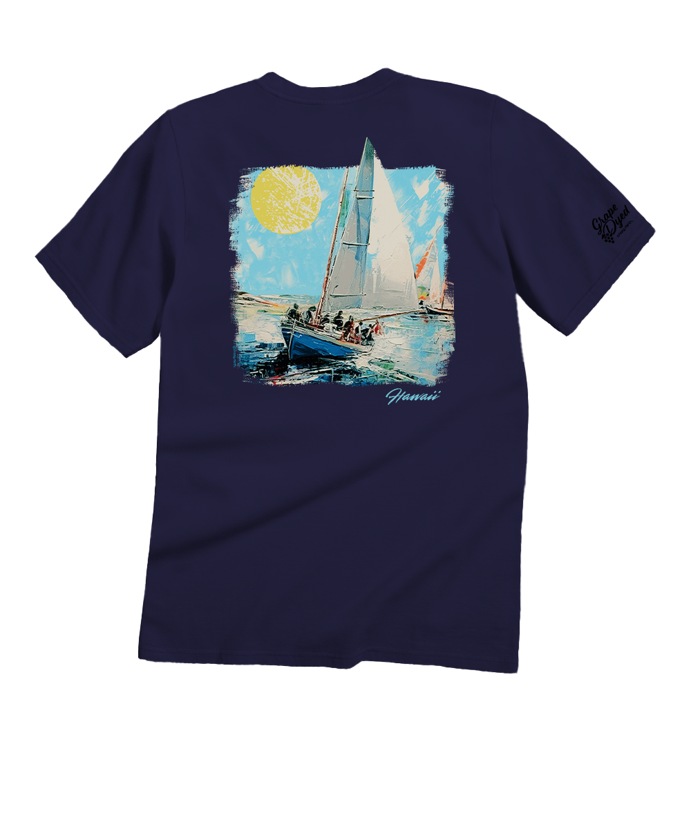 Sailboat Regatta - Grape Dyed Short Sleeve Crewneck T-Shirt
