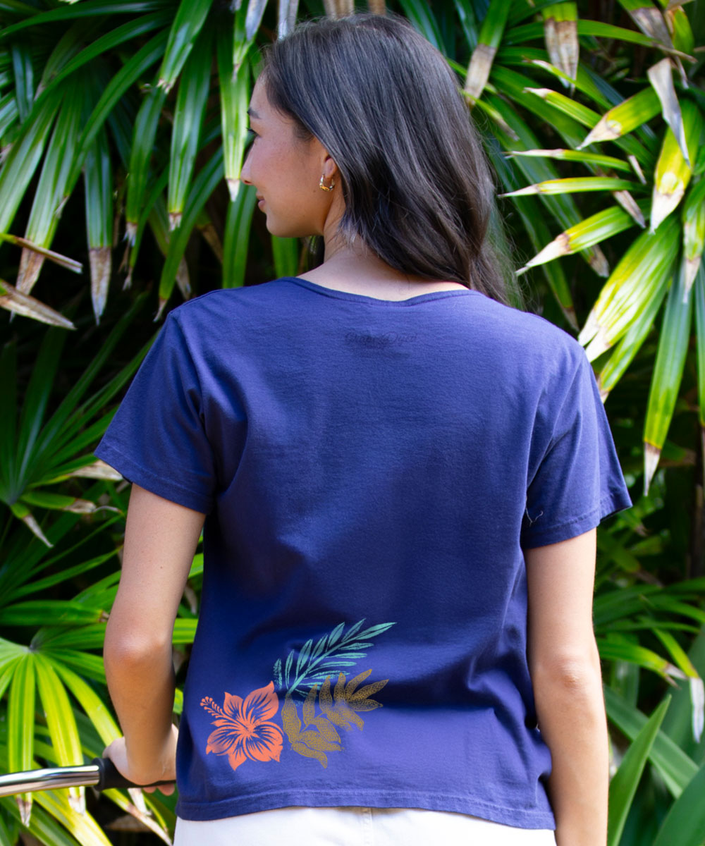 Lauae Floral - Grape Dyed Short Sleeve Scoop Neck T-Shirt