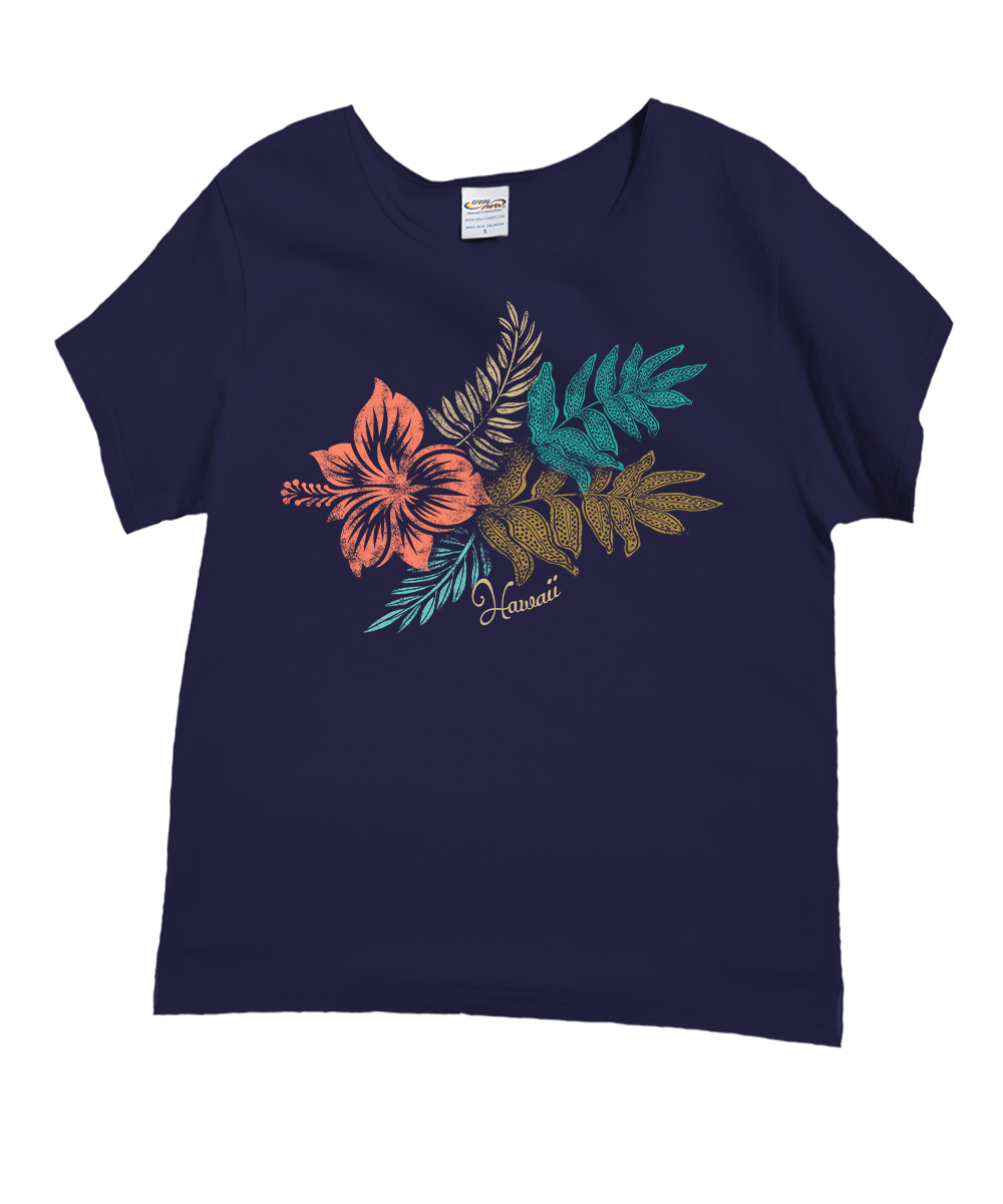 Lauae Floral - Grape Dyed Short Sleeve Scoop Neck T-Shirt