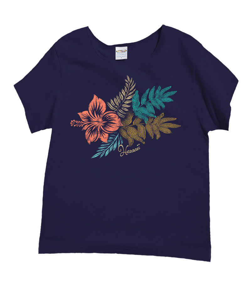 Lauae Floral - Grape Dyed Short Sleeve Scoop Neck T-Shirt