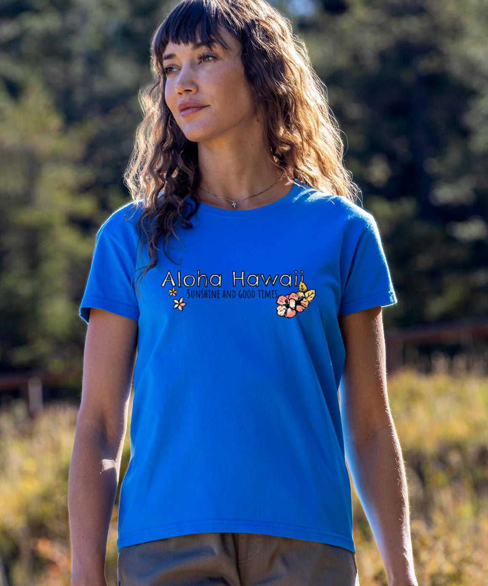 Aloha Hawaii Islands - Blue Hawaii Dyed Short Sleeve Crewneck T-Shirt