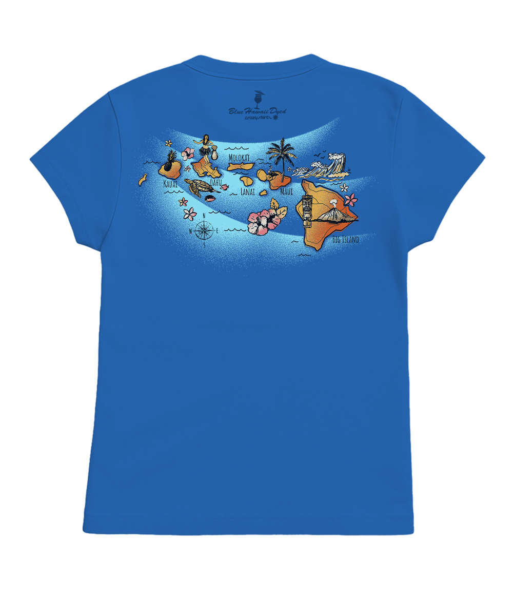Aloha Hawaii Islands - Blue Hawaii Dyed Short Sleeve Crewneck T-Shirt