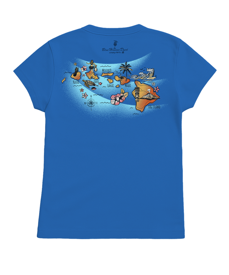 Aloha Hawaii Islands - Blue Hawaii Dyed Short Sleeve Crewneck T-Shirt