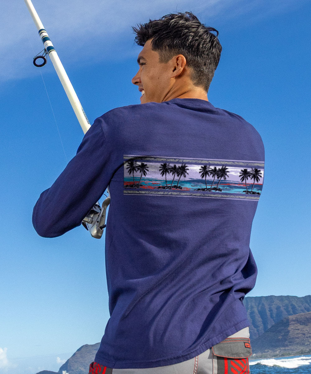 Palm Scenic Band - Grape Dyed Long Sleeve Crewneck T-Shirt