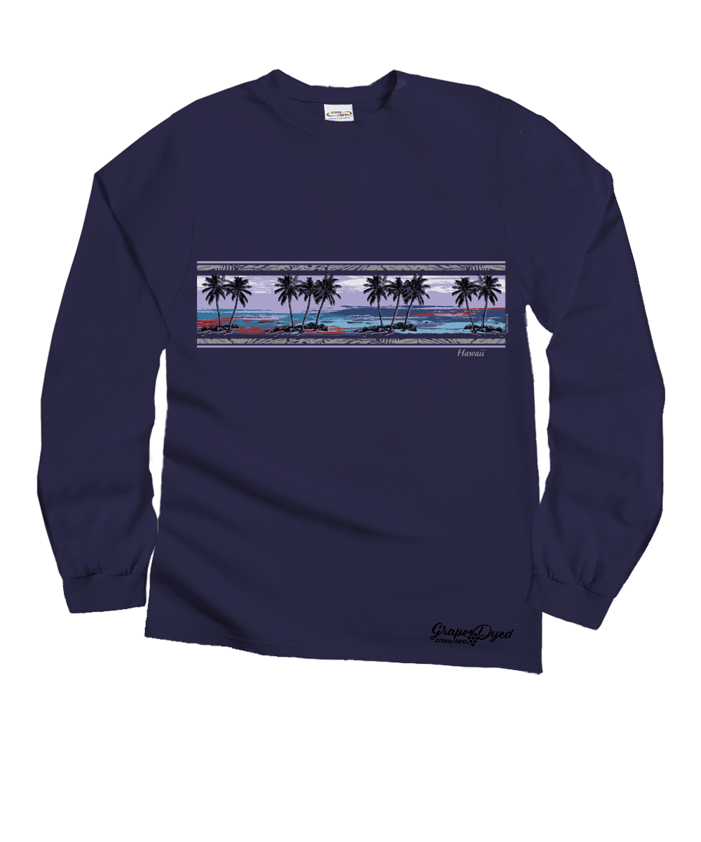 Palm Scenic Band - Grape Dyed Long Sleeve Crewneck T-Shirt