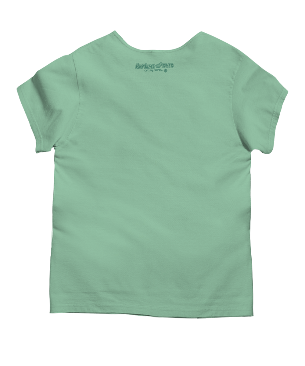 Flowers Gather - Key Lime Dyed Short Sleeve Scoop Neck T-Shirt