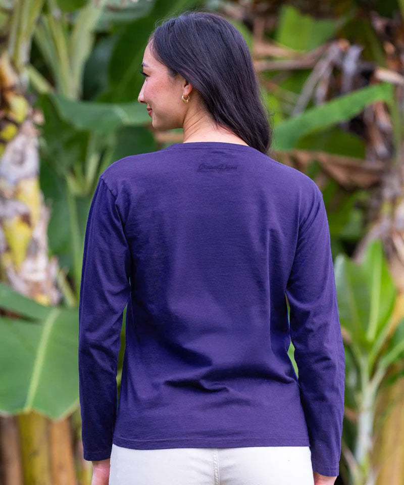 3 Leaves - Grape Dyed Long Sleeve Crewneck T-Shirt