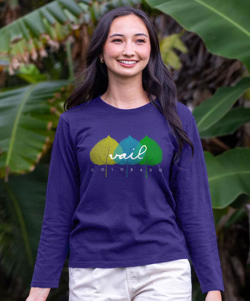 3 Leaves - Grape Dyed Long Sleeve Crewneck T-Shirt