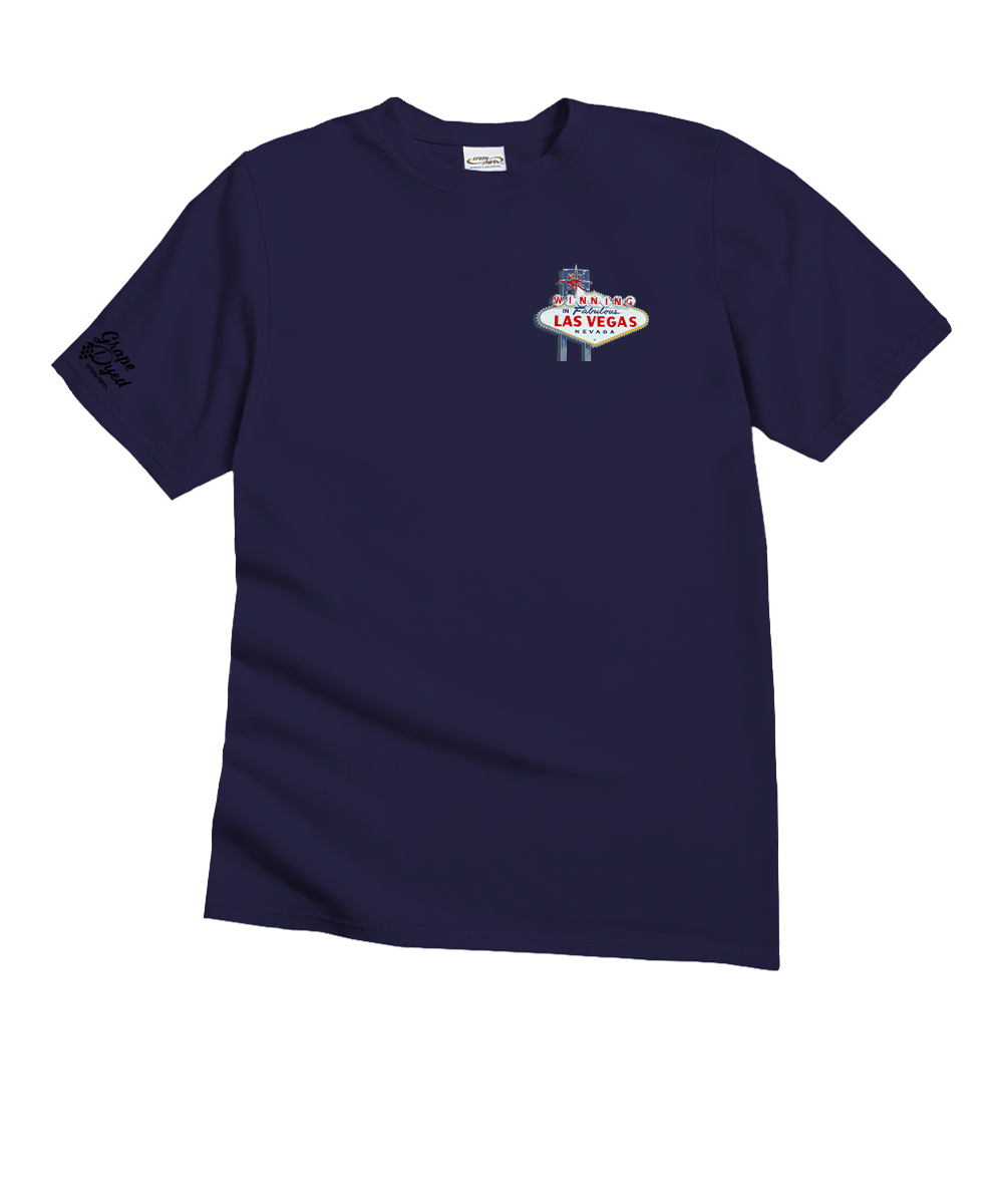 Winning Vegas Sign - Grape Dyed Short Sleeve Crewneck T-Shirt