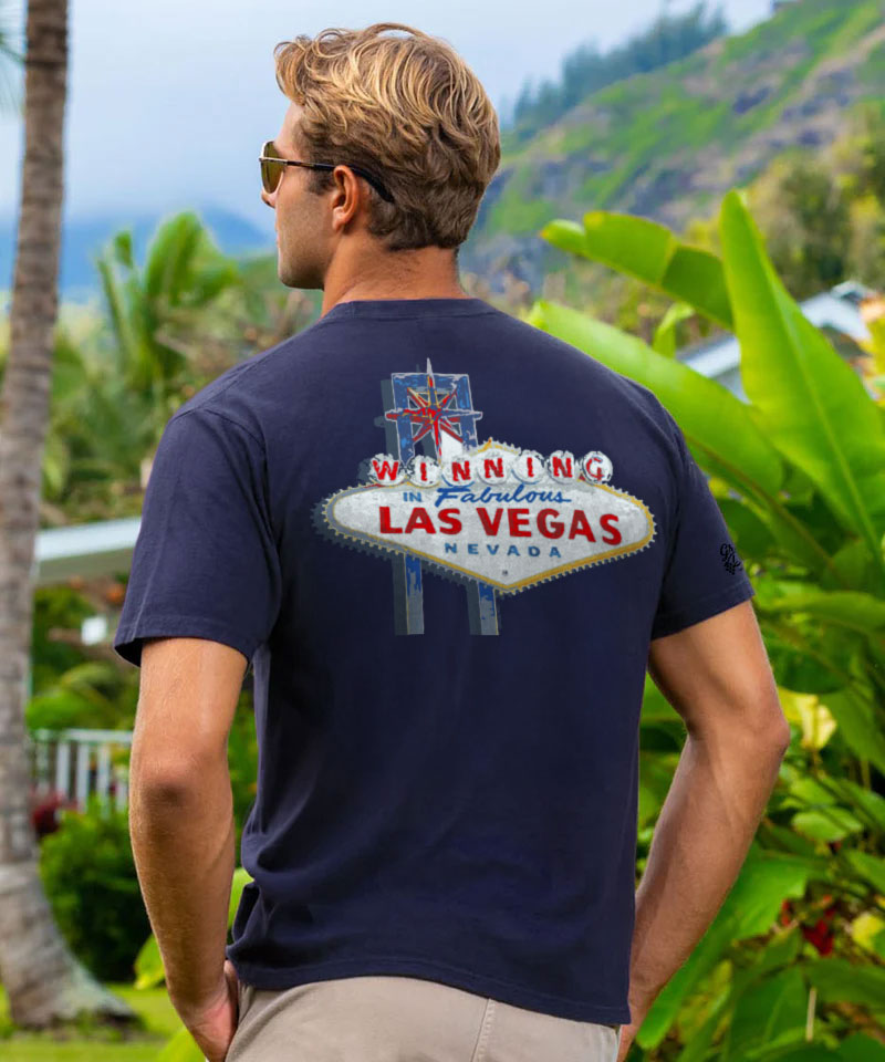 Winning Vegas Sign - Grape Dyed Short Sleeve Crewneck T-Shirt