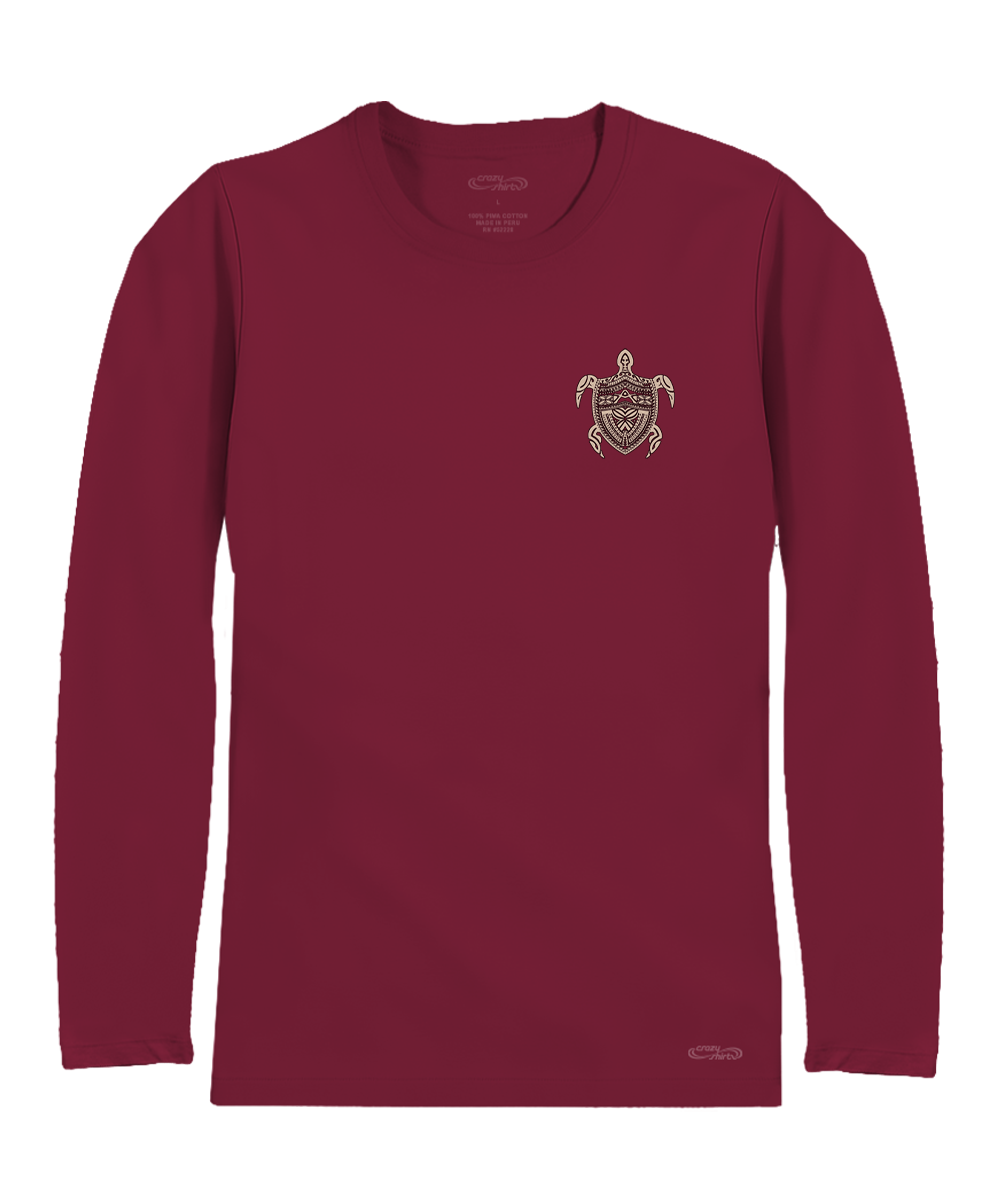 Keola Honu - Beet Red Long Sleeve Pima T-Shirt