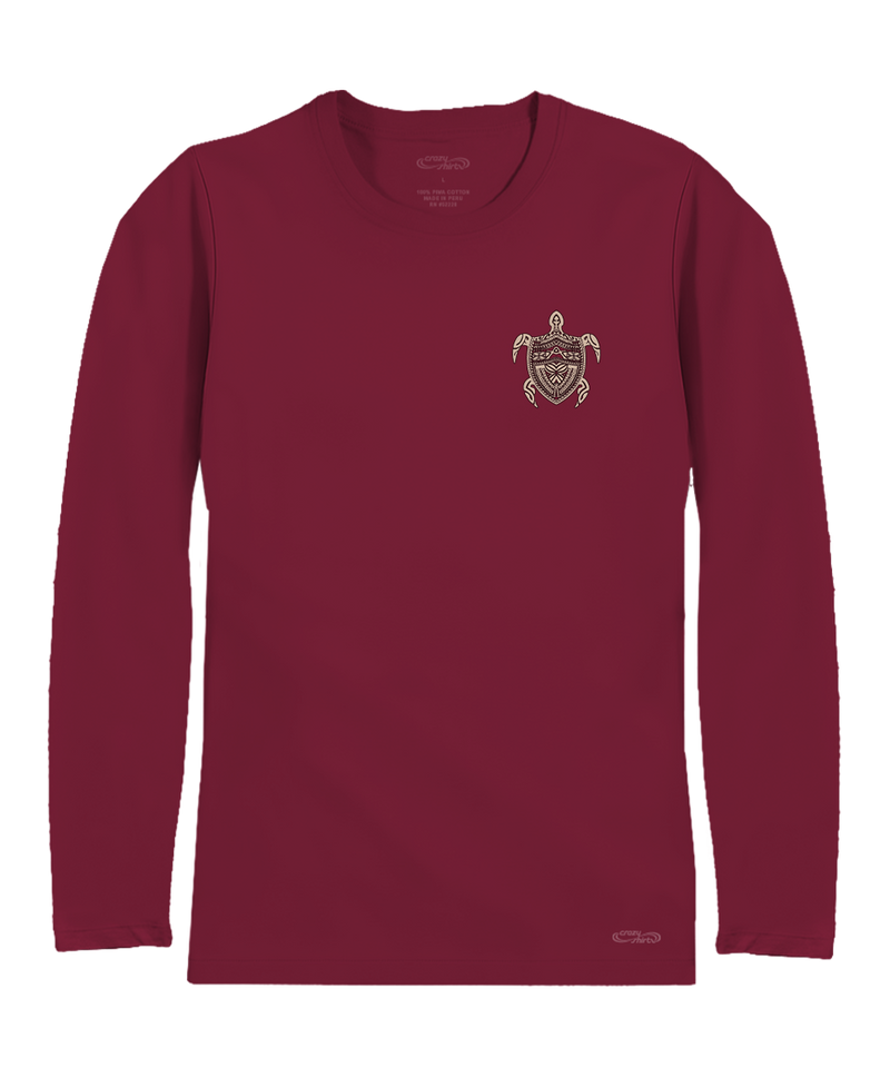 Keola Honu - Beet Red Long Sleeve Pima T-Shirt