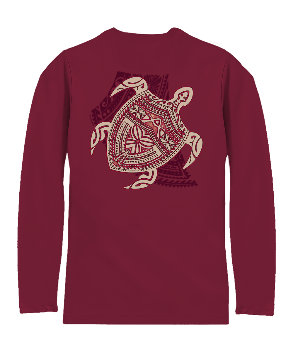 Keola Honu - Beet Red Long Sleeve Pima T-Shirt