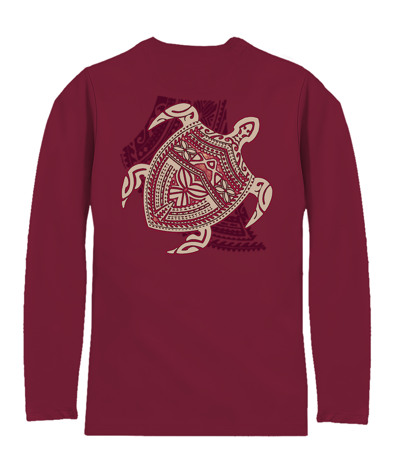 Keola Honu - Beet Red Long Sleeve Pima T-Shirt