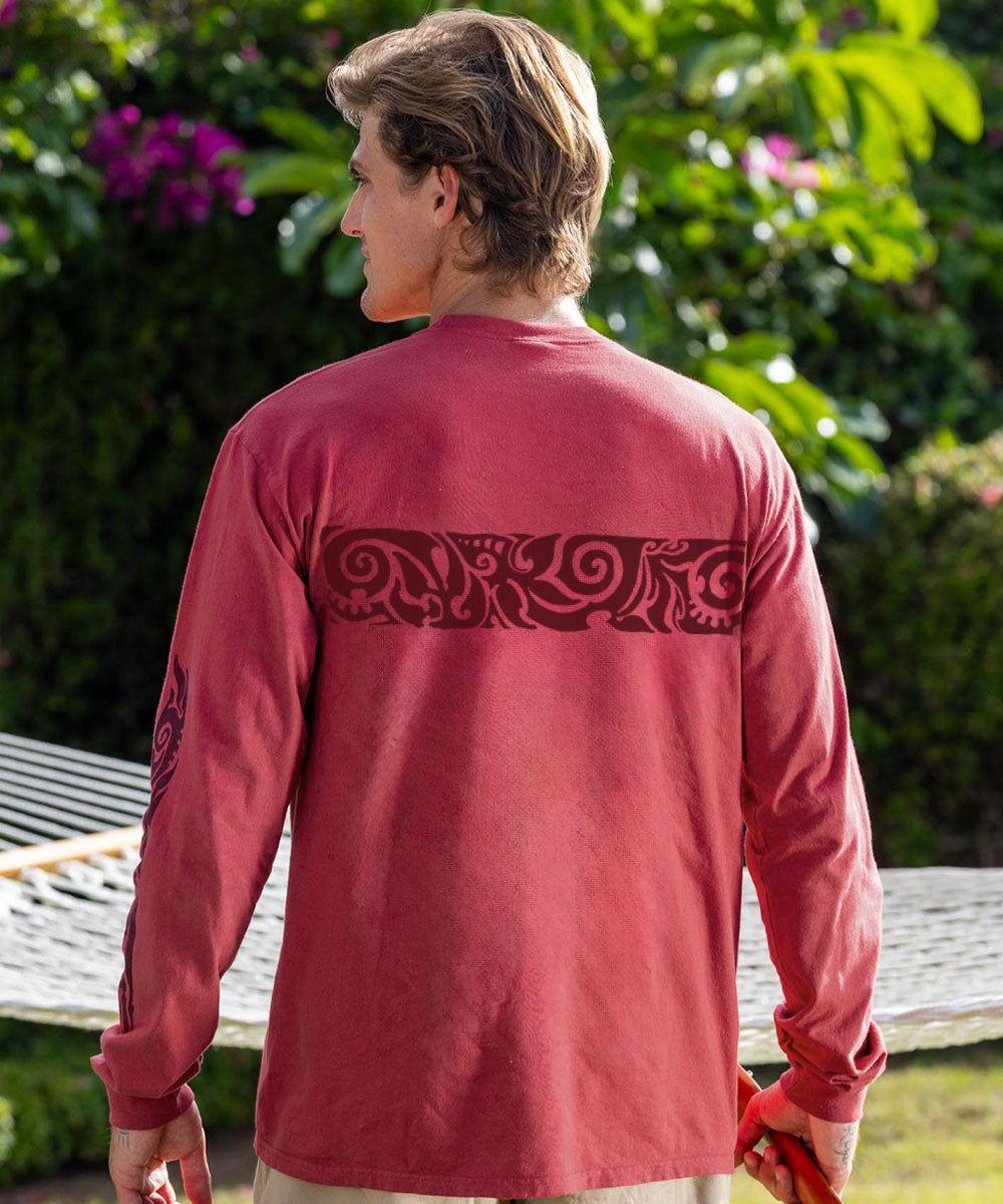 Koa Band - Paradise Red Dyed Long Sleeve Crewneck T-Shirt