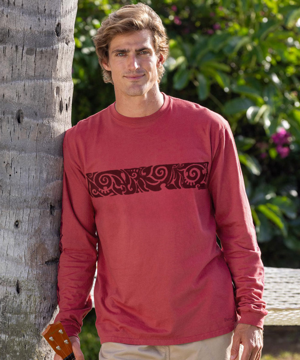 Koa Band - Paradise Red Dyed Long Sleeve Crewneck T-Shirt