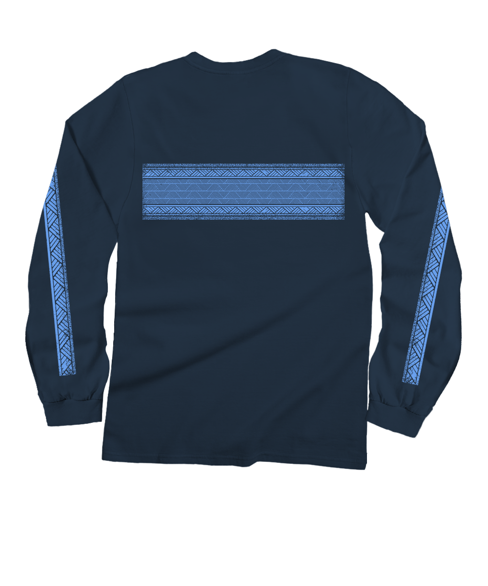 Turtle Tribal Band - Navy Long Sleeve Crewneck T-Shirt