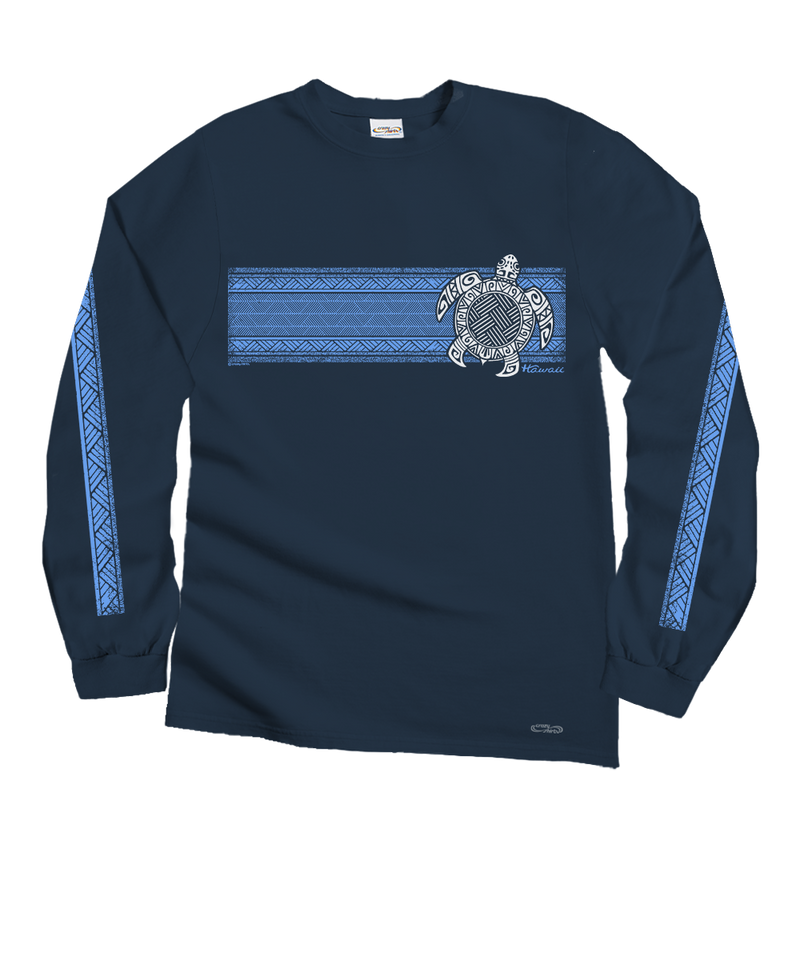 Turtle Tribal Band - Navy Long Sleeve Crewneck T-Shirt