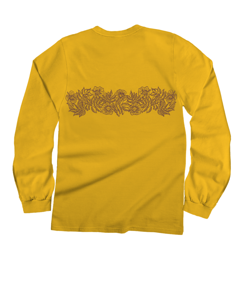 Aloha Sketch - Pineapple Dyed Long Sleeve Crewneck T-Shirt
