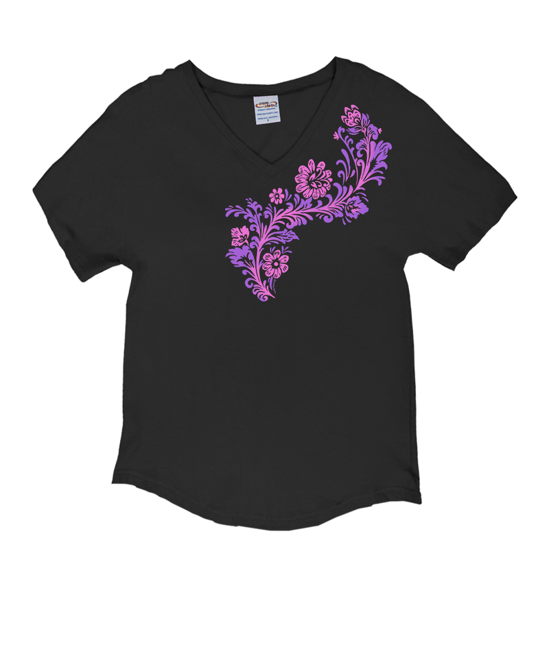 Spring In Swing - Charcoal Short Sleeve Dolman V-Neck Tee