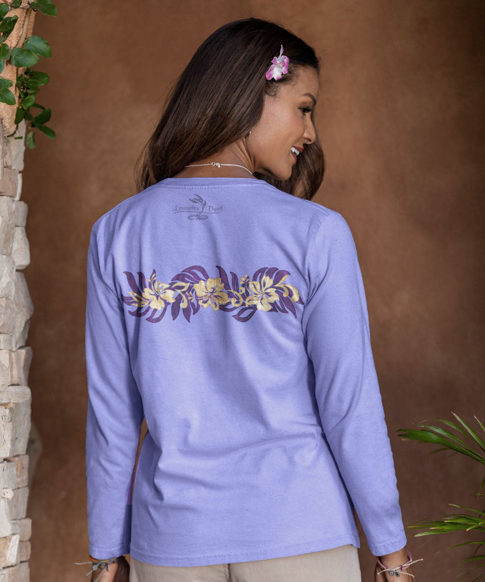 Oceania Stripe - Lavender Dyed Long Sleeve Crewneck T-Shirt