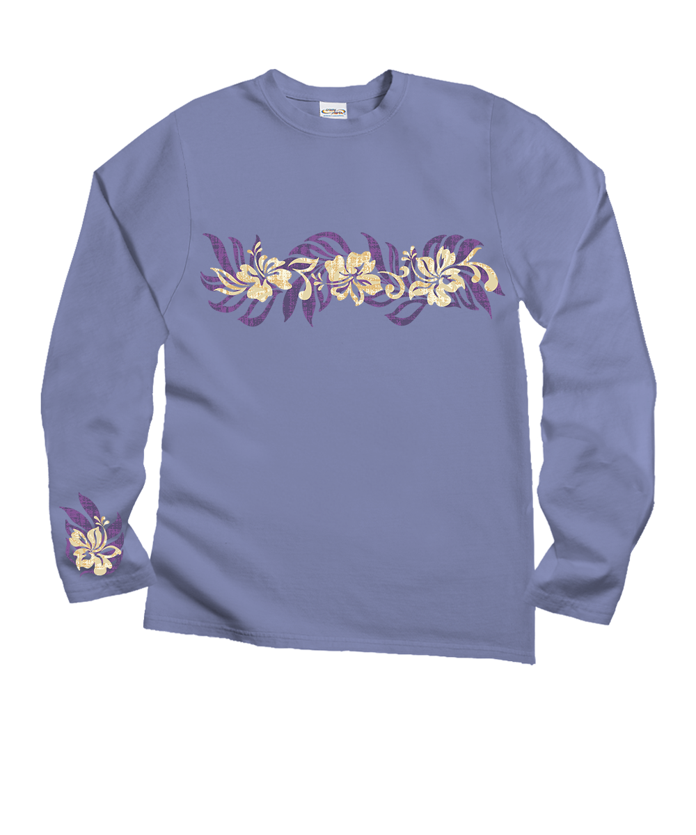 Oceania Stripe - Lavender Dyed Long Sleeve Crewneck T-Shirt